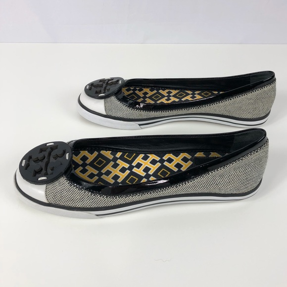 Tory Burch Blk&Wht Textile Ballet Flat Sneakers! - Picture 2 of 8